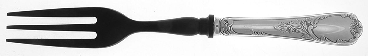 Marly (Silverplate, 1890, Glossy Handle) Medium Salad Serving Fork with Horn Tines by Christofle France-1