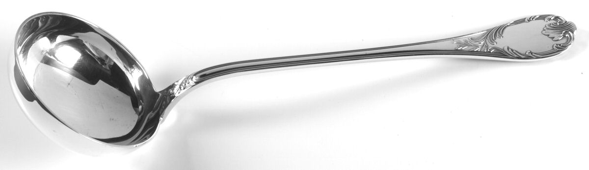Marly (Silverplate, 1890, Glossy Handle) Solid Soup Ladle by Christofle France-1