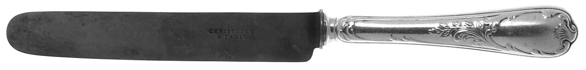 Marly (Silverplate, 1890, Glossy Handle) Blunt Hollow Knife by Christofle France-1