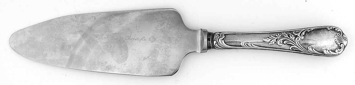 Marly (Silverplate, 1890, Glossy Handle) Pie Server with Stainless Blade by Christofle France-1