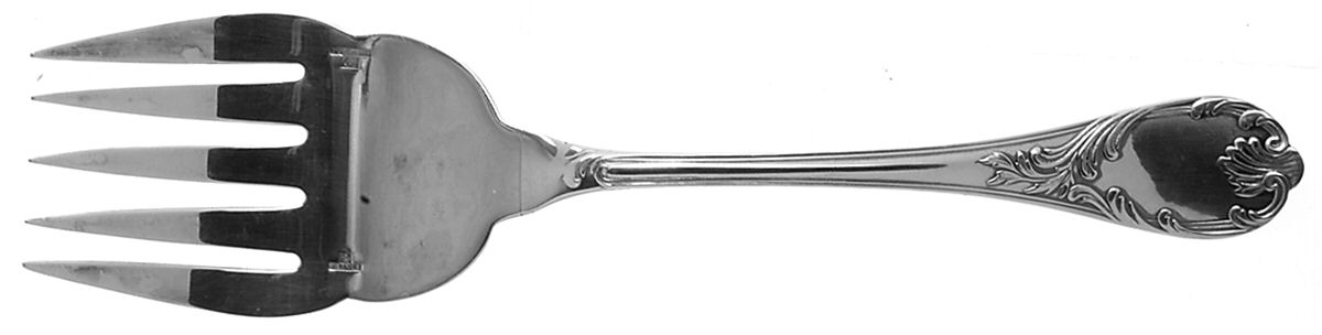 Marly (Silverplate, 1890, Glossy Handle) Large Solid Fish Serving Fork by Christofle France-1