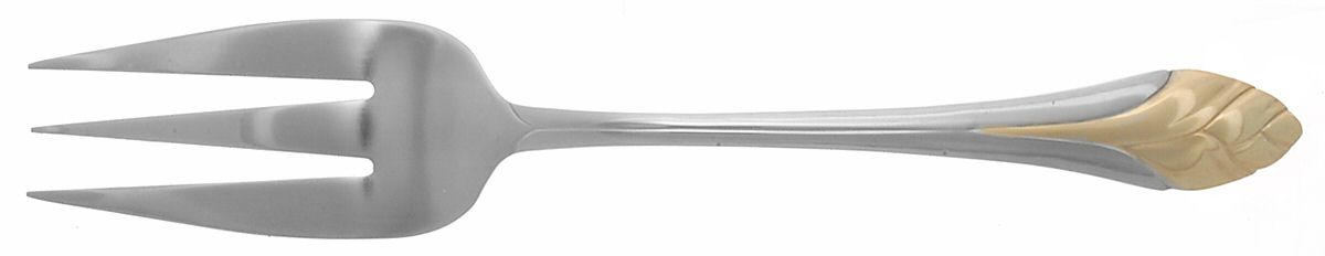 Chantal-Gold Accent Medium Solid Cold Meat Serving Fork by Cambridge Silver-1