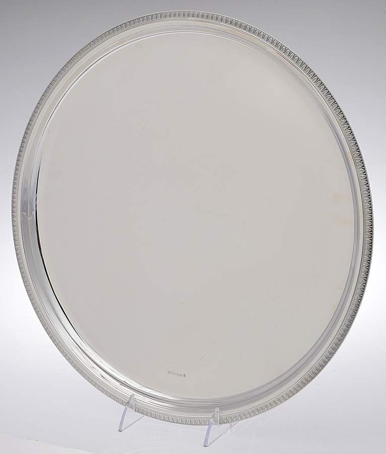 Malmaison-Beauharnais (Silverplate, Hollowware) 15" Round Tray by Christofle France-1