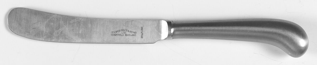 Queen Anne (Stainless, Satin) Hollow Pistol Handle Butter Spreader by Cooper Bros & Sons-1