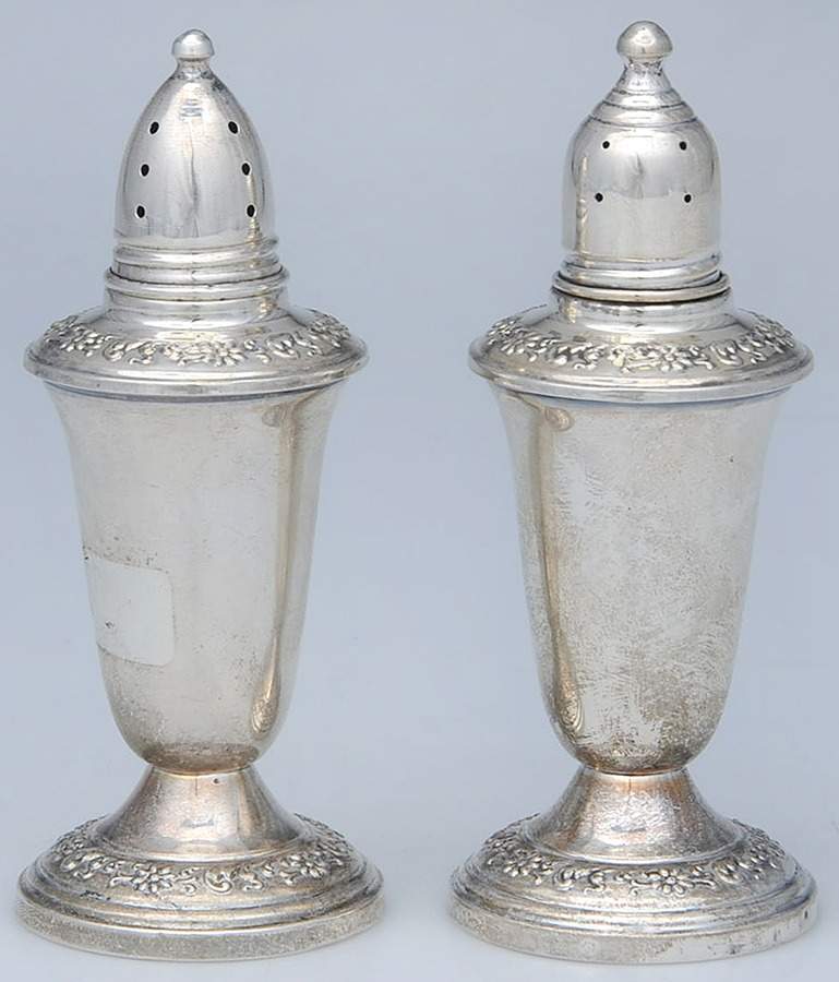 Sterling Hollowware Weighted Salt and Pepper Set by Crown Silver Co-1