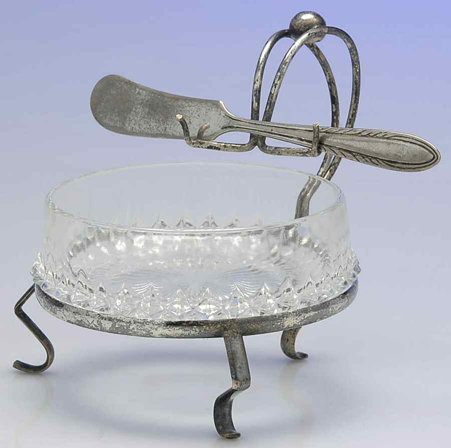 Silverplate Hollowware Glass Round Butter Dish No Lid by Cheltenham & Co Ltd-1