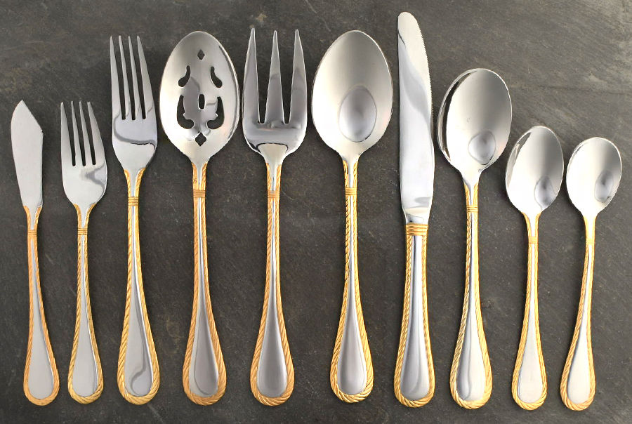 Carlyle (Stainless, Gold Accent) 45 Piece Starter Set by Cambridge Silver-1