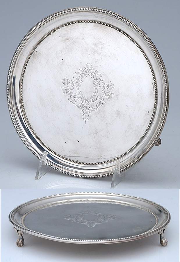 Silverplate Hollowware 8" 3 Toed Round Salver by Creswick & Co-1