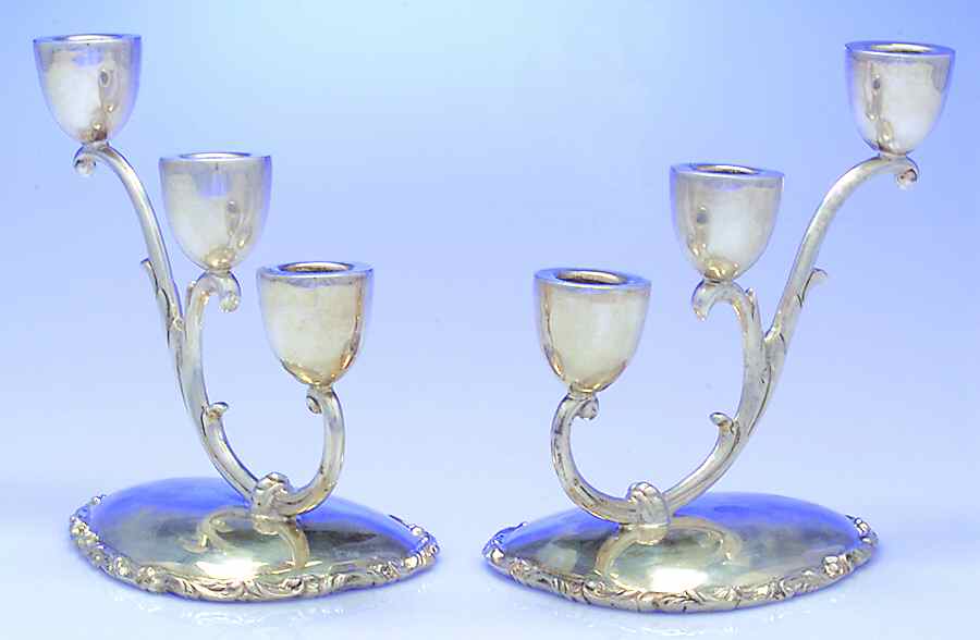 CZT1 (Sterling, Hollowware) Pair of 3-Light Candelabra by C. Zurita-1
