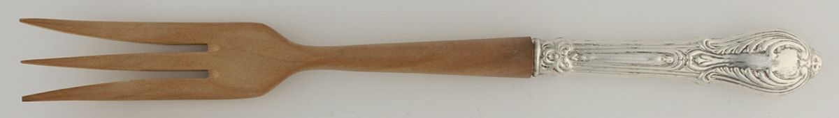 Cwv4 (Sterling) Salad Serving Fork with Wooden Prongs by Crown Silver Co-1