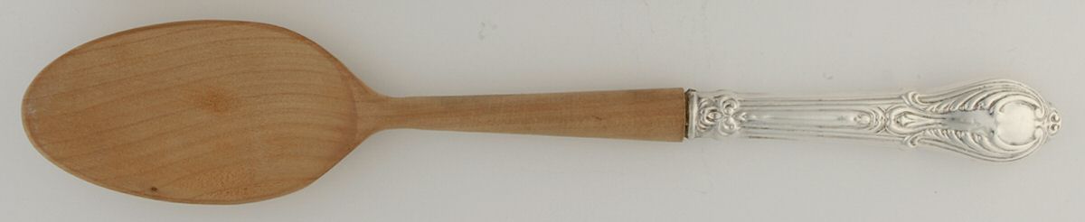 Cwv4 (Sterling) Salad Serving Spoon with Wooden Bowl by Crown Silver Co-1