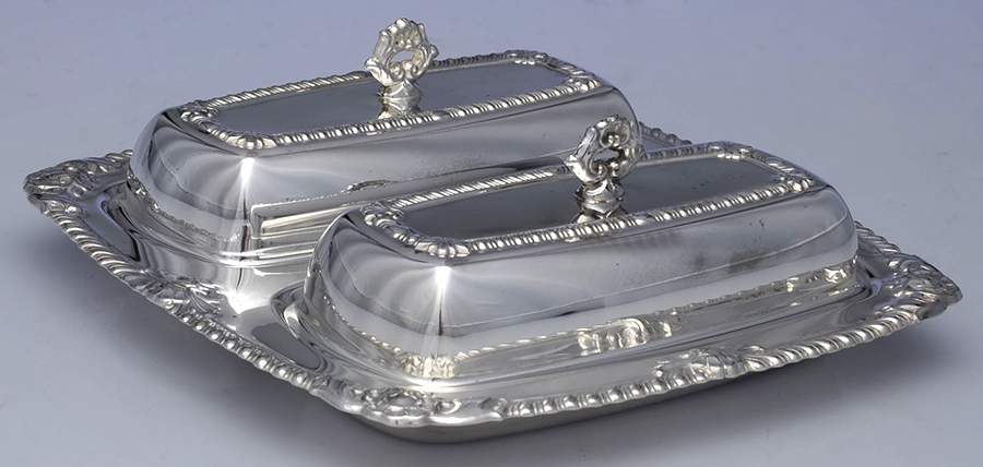 Silverplate Hollowware Covered Double Butter Dish with Liner by Crosby Silver-1
