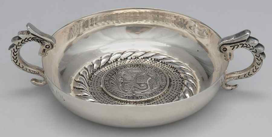 Sterling Hollowware 5" Handled Bon Bon Bowl by Camusso (Peru)-1
