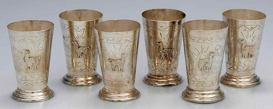 Sterling Hollowware Cordial Cup - Set of 6 by Camusso (Peru)-1