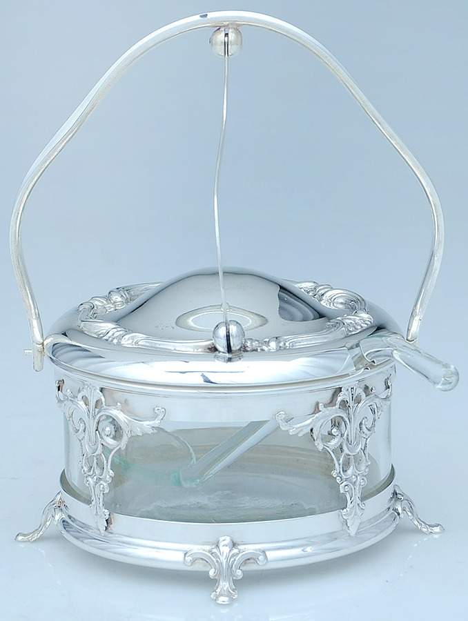 Sterling Hollowware Crystal Marmalade & Sterling Lid by Camusso (Peru)-1