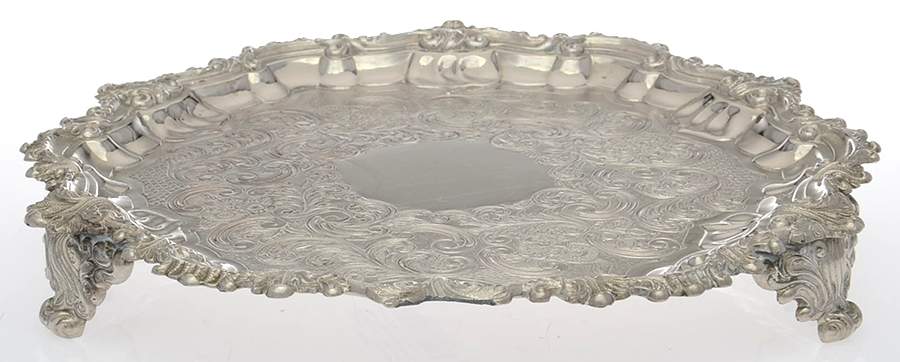 Silverplate Hollowware 10" 3-Toed Round Silverplate Tray by Corbell & Co-1