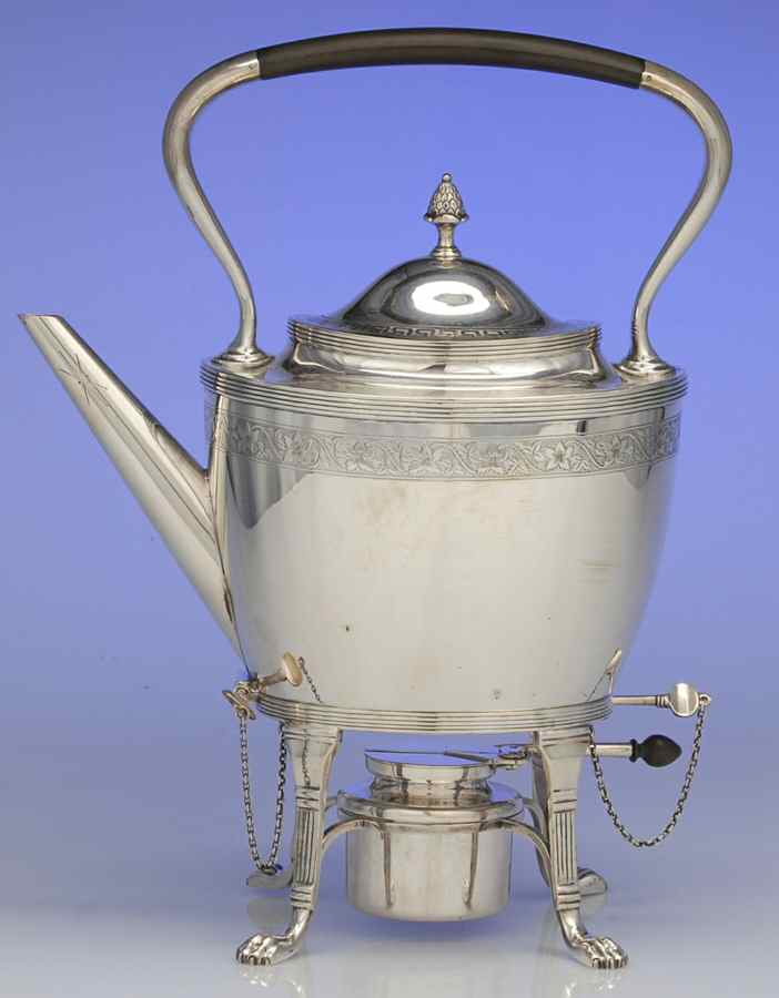 C3B1 (Sterling, Hollowware) Kettle, Stand & Burner by Crichton Bros.-1