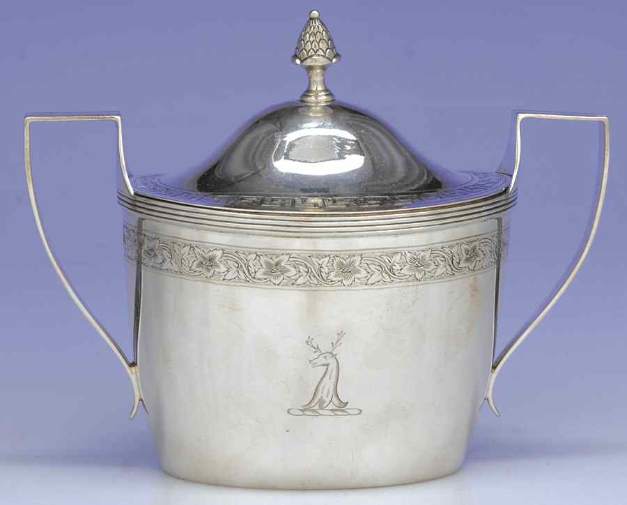 C3B1 (Sterling, Hollowware) Sugar Bowl & Lid by Crichton Bros.-1