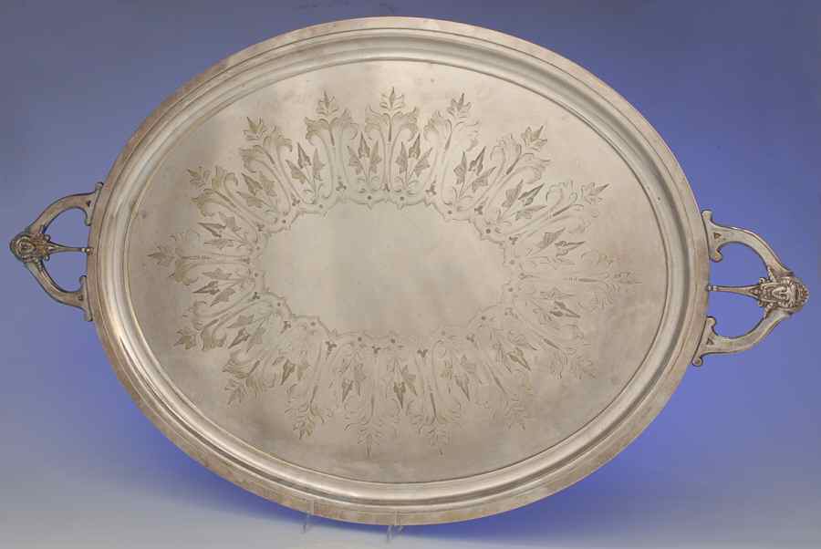 C3B1 (Sterling, Hollowware) 27" Complimentary Silverplate Waiter Tray by Crichton Bros.-1