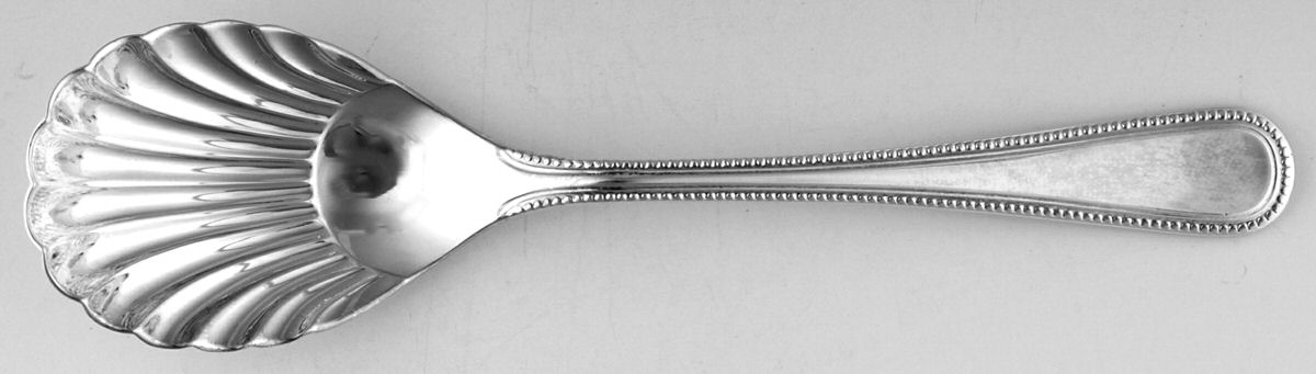 Bead (Silverplate) Sugar Shell Spoon by R. Carrs (England)-1