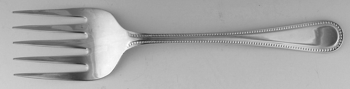 Bead (Silverplate) Large Solid Fish Serving Fork by R. Carrs (England)-1