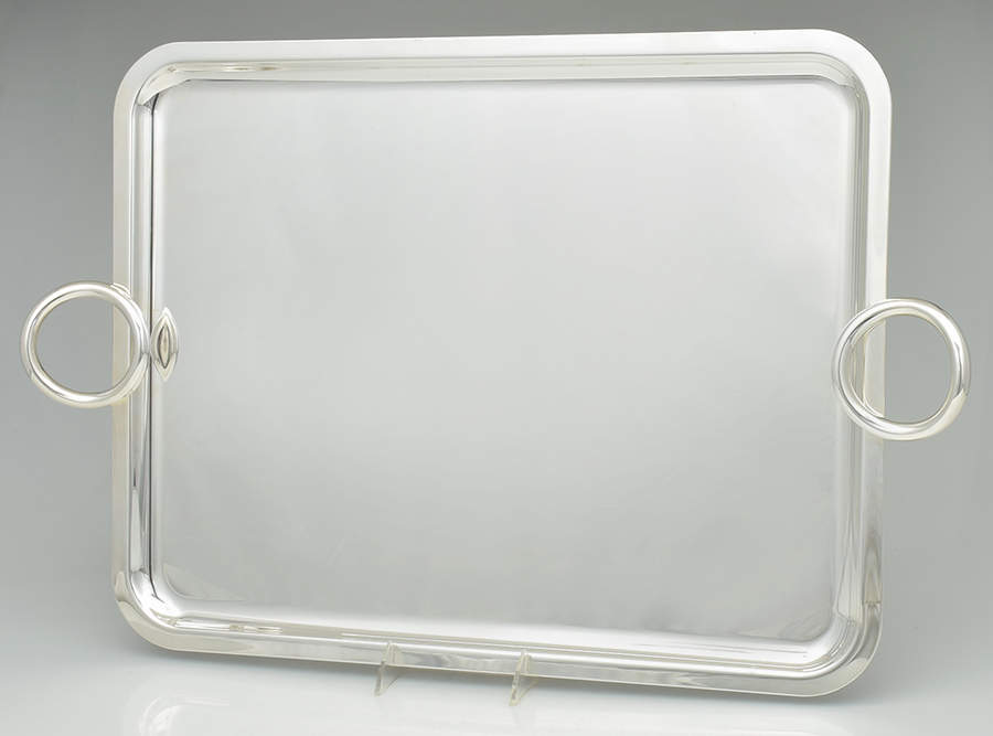 Vertigo (Silverplate, Hollowware) 20" Rectangular Handled Tray by Christofle France-1