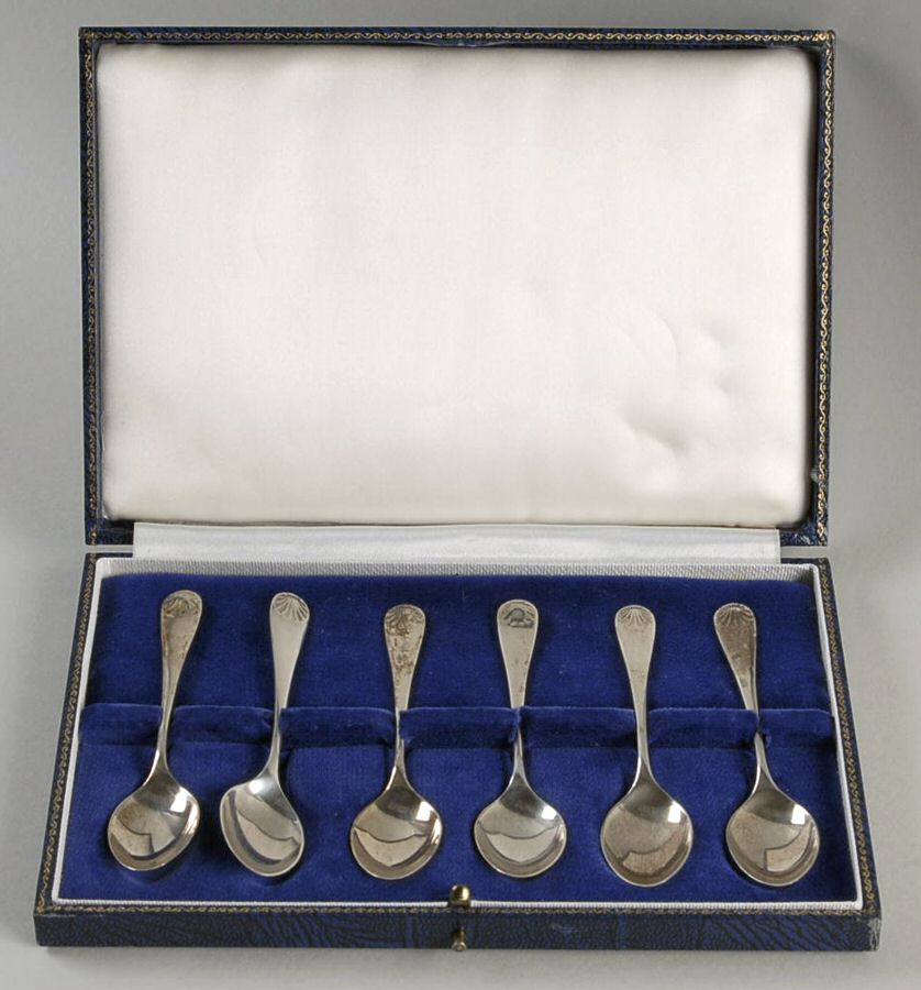 C3K1 (Sterling) (Set of 6) Demitasse Spoon with Case by Collins & Cook-1