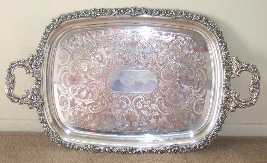 01018 (Silverplate, Hollowware) Large Silverplate Waiter Tray by Cheltenham & Co Ltd-1