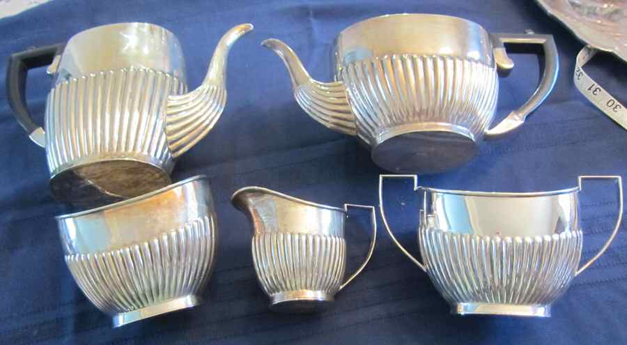 8145 (Silverplate, Hollowware) 5-Piece Plated Tea Set (with Waste) by Cheltenham & Co Ltd-1