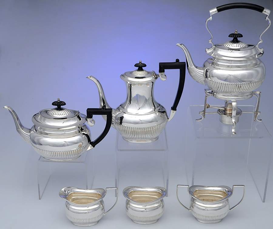 02021 (Silverplate, Hollowware) 6 Piece Tea Set (PCP, PTP, PCR, PSUO, PWB, KES) by Cheltenham & Co Ltd-1