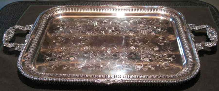 7545 (Silverplate, Hollowware) Large Silverplate Waiter Tray by Cheltenham & Co Ltd-1