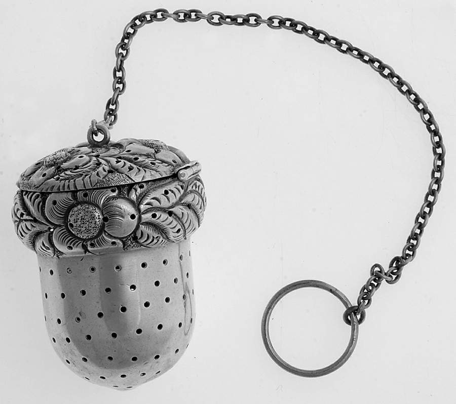 34 (Sterling, Hollowware) Tea Ball with Chain by S Cottle Co-1