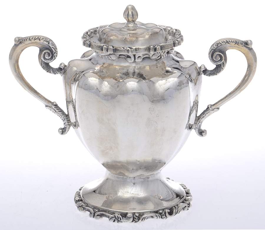 C13C131 (Sterling, Hollowware) Sugar Bowl & Lid by California Silver Shop-1