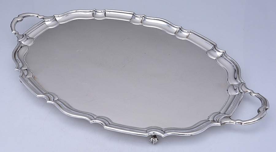 C0A2 (Sterling, Hollowware) Large Silverplate Waiter Tray by Charles Stuart Harris-1