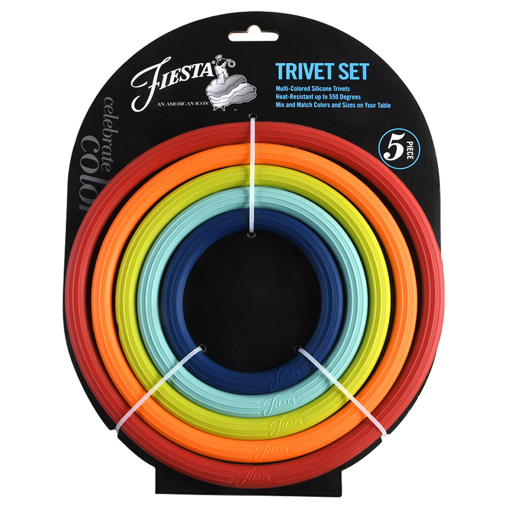 Fiesta Kitchen Accessories (5pc) Silicone Ring Trivet Set by Cambridge Silver-1