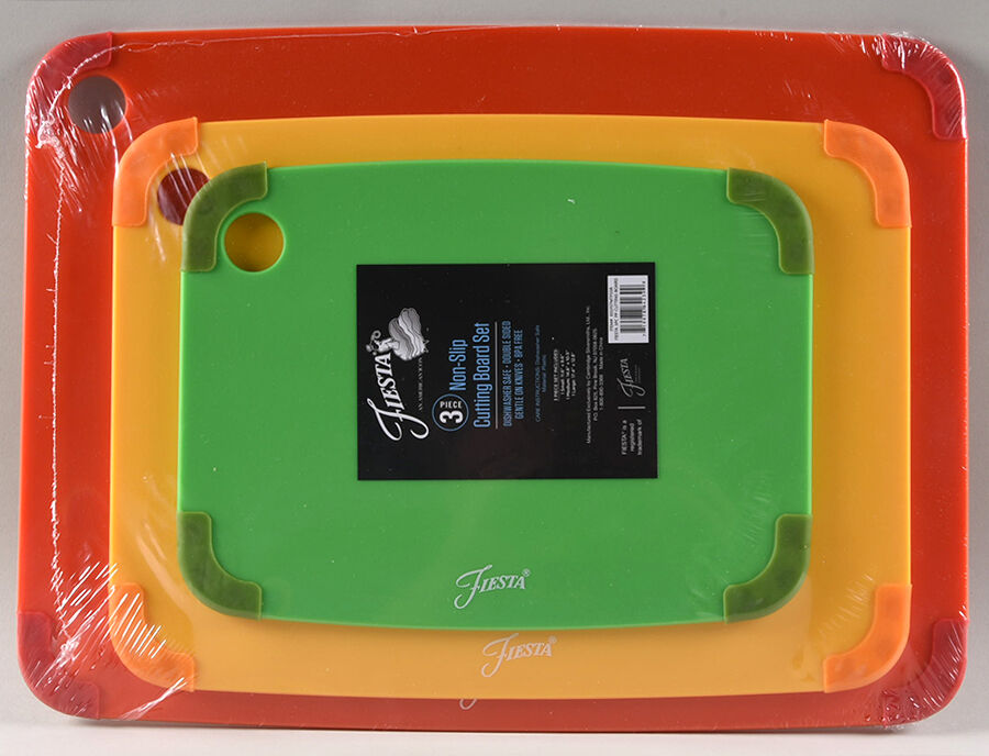 Fiesta Kitchen Accessories (Set of 3) Plastic Cutting Board by Cambridge Silver-1