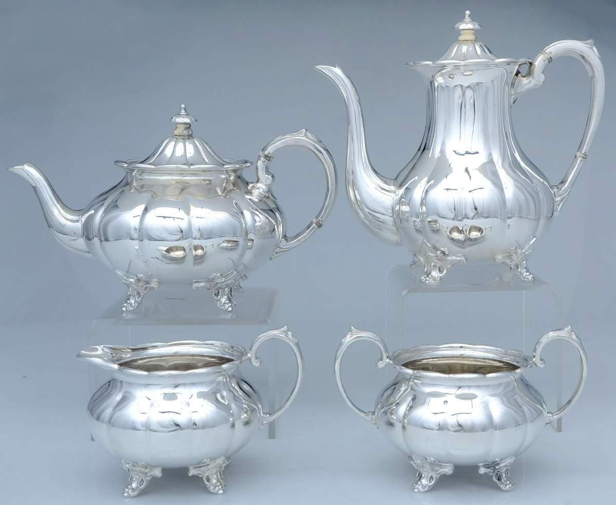 CBR32 (Silverplate, Hollowware) 4 Piece Tea Set (PCP, PTP, PCR, PSUO) by Cooper Bros & Sons-1