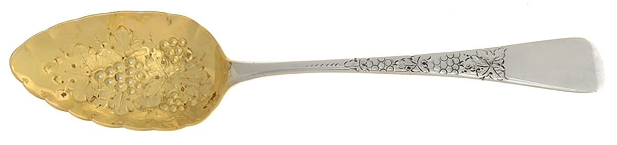 CR5CR57 (Sterling) Berry Casserole Spoon Solid Medium Embossed Bowl by Richard Crossley-1