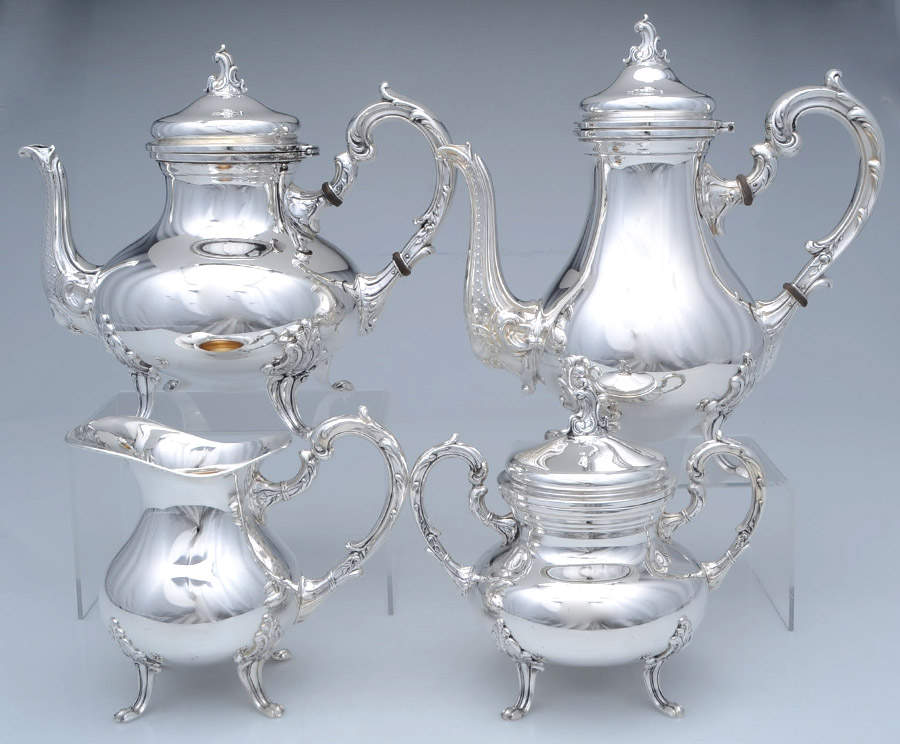 CXU1 (Sterling, Hollowware) 4 Piece Tea Set (SCP, STP, SCR, SSU) by Camusso (Peru)-1
