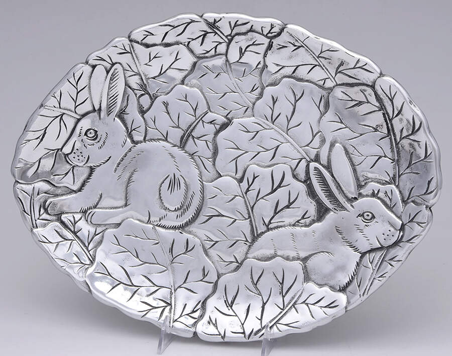 Bunnies (Aluminum, Hollowware) 15" Oval Serving Platter by CBK Ltd-1