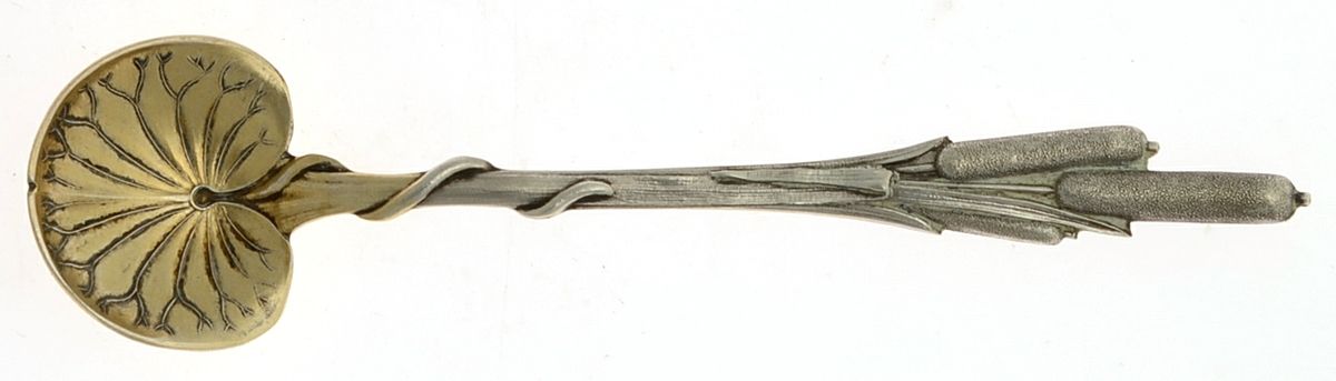 Cat Tails (Sterling, 1898) Master Salt Spoon by Durgin-1