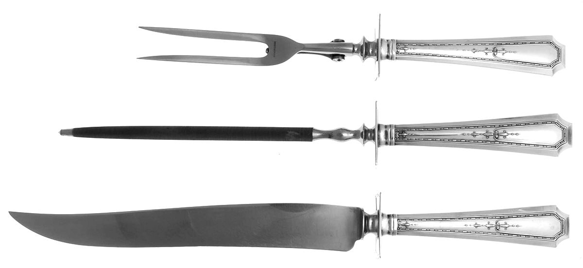 Colfax (Sterling, 1922) Large 3-Piece Roast Carving Set w/ Stainless Blade by Durgin-1