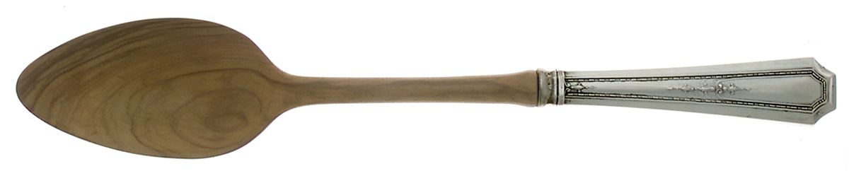 Colfax (Sterling, 1922) Salad Serving Spoon with Wooden Bowl by Durgin-1