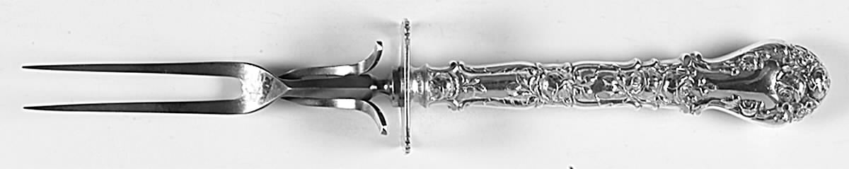 Marechal Niel (Sterling, 1896) Large Stainless-Prong Roast Carving Fork by Durgin-1