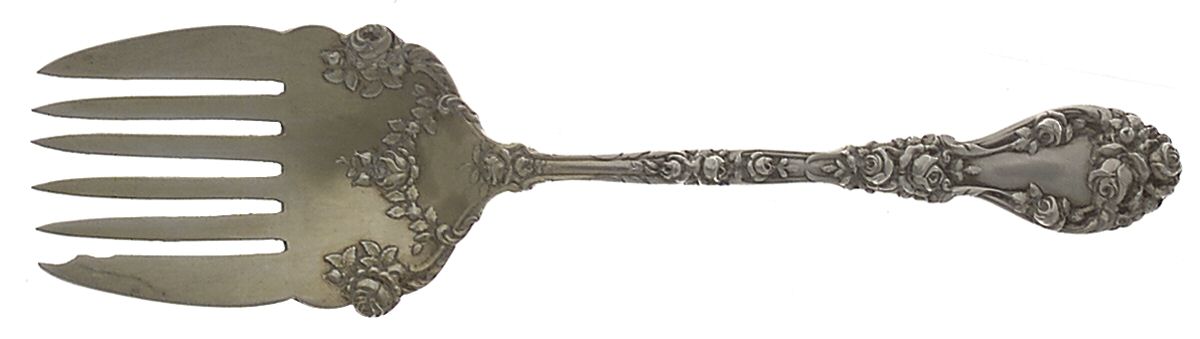 Marechal Niel (Sterling, 1896) Large Solid Tined Sardine Serving Fork by Durgin-1