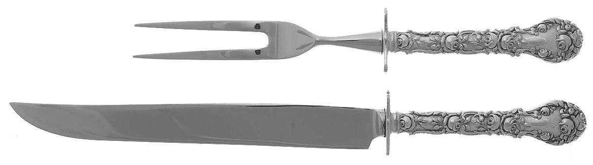 Marechal Niel (Sterling, 1896) 2 Piece Small Carving Set W/ Sterling Guard by Durgin-1