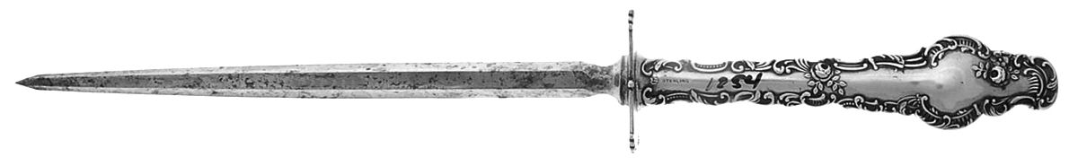 Watteau (Sterling, 1891) Large Knife Sharpener-Steel Rod w/Sterling Guard by Durgin-1