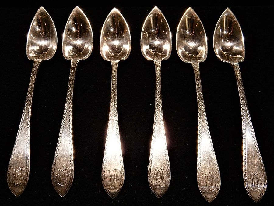 Pointed Antique-Chased Norman No 2 Fruit/Orange Spoon by Dominick & Haff-1