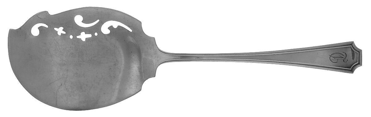 Fairfax (Sterling, 1910, Monograms) Small Pierced Solid Croquette Server by Durgin-1