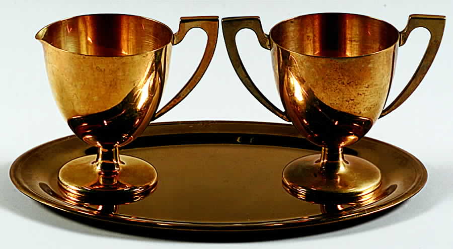Regal (Dirigold, Hollowware) Creamer, Open Sugar & Tray Set by Dirilyte-Dirigold-1